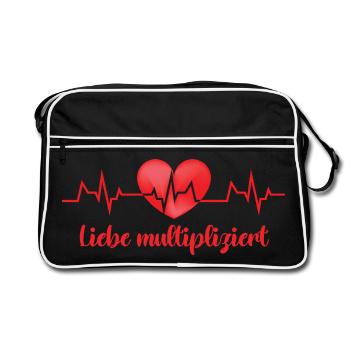 Expectant mother LOVE MULTIPLIES Funny - Retro Bag - black/white - Front