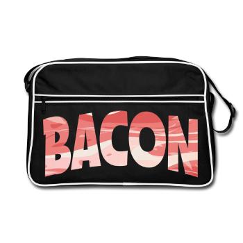 Backward Turned Bacon Illustration - Retro Bag - black/white - Front