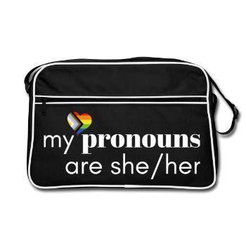 Liebe ist Liebe - Fortschritt Stolz Herz - Retro Tasche - Schwarz/Weiß - Vorne