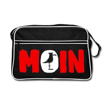 Moin avec la mouette - Sac Retro - noir/blanc - Devant