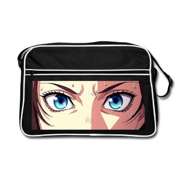 Anime Eyes Blue Iris Manga Fan - Retro Bag - black/white - Front