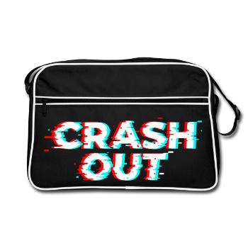 Crash Out - Glitch Style White Red Cyan - Retro Bag - black/white - Front