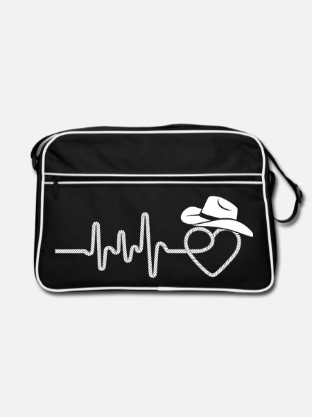 La danse en ligne est mon cardio – la danse country western - Sac Retro - noir/blanc - Devant