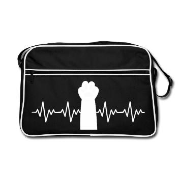 rythme cardiaque ECG de la patte de chat - Sac Retro - noir/blanc - Devant