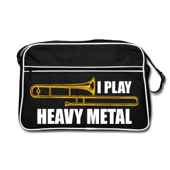 Tromboniste de heavy metal tromboniste - Sac Retro - noir/blanc - Devant