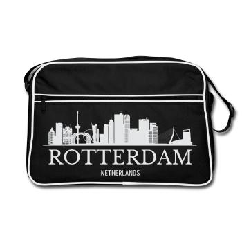 Rotterdam Skyline, Rotterdam Pays-Bas - Sac Retro - noir/blanc - Devant
