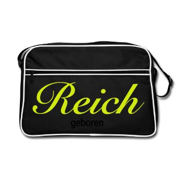 Reich geboren | vermögend | reich | Geburt | - Sac Retro - noir/blanc - Devant