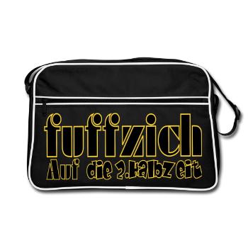 Fuffzich Neon Outline Schrift - Retro Tasche - Schwarz/Weiß - Vorne
