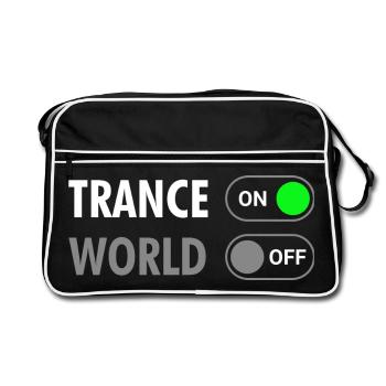 Trance On World Off - Rave Style - Retro Tasche - Schwarz/Weiß - Vorne