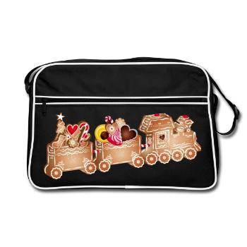 magical 3D gingerbread railway for Christmas - Retro Bag - black/white - Front