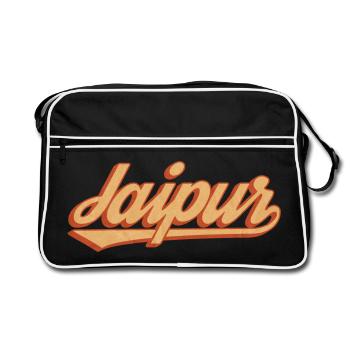Jaipur Retro Lettering India Graphic Description - Retro Bag - black/white - Front