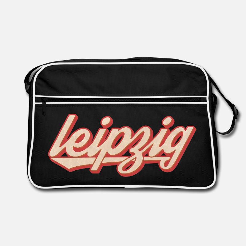 Leipzig Script Vintage Logo - Retro Tasche - Schwarz/Weiß