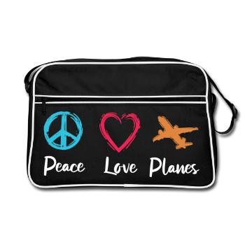 Peace Love Planes - Retro Bag - black/white - Front