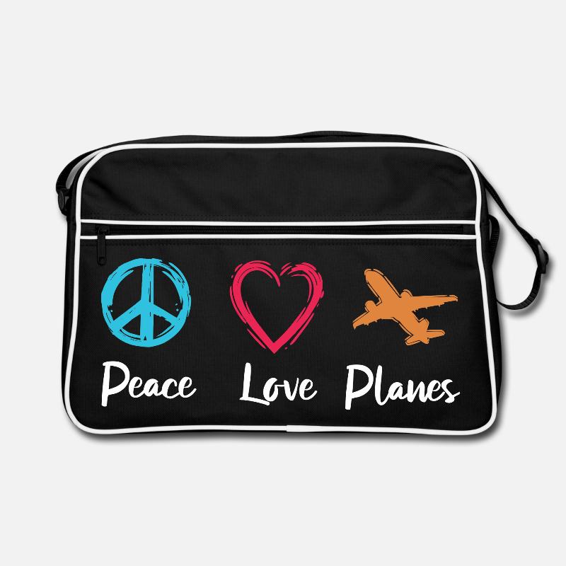 Frieden Liebe Flugzeuge Retro Tasche