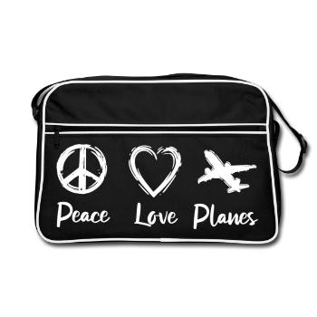 Peace Love Planes - Retro Bag - black/white - Front