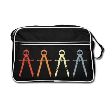 Retro Architekt Zirkel - Retro Tasche - Schwarz/Weiß - Vorne
