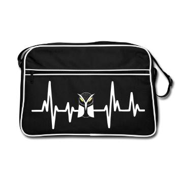 Owls Heartbeat - Retro Bag - black/white - Front