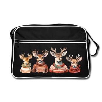 Reindeer Quartet Knitted Sweater - Retro Bag - black/white - Front