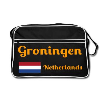 Groningue, Pays-Bas - Imprimés élégants - Sac Retro - noir/blanc - Devant