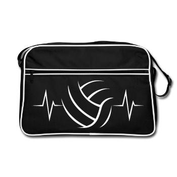 Volleyball Lines Heartbeat - Logo icon - Retro Bag - black/white - Front