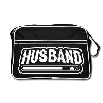Groom "Husband" Loading Bar – Bachelor Party Motif - Retro Bag - black/white - Front
