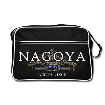 Nagoya, Hand Drawing Atsuta-jinja, Shrine, Japan - Retro Bag - black/white - Front