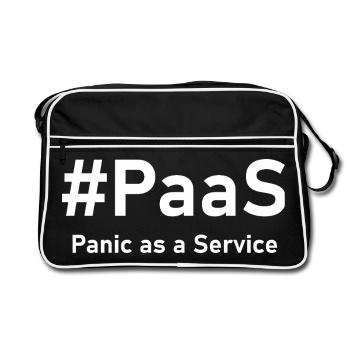 PaaS – Panic as a Service | Funny IT saying - Retro Bag - black/white - Front
