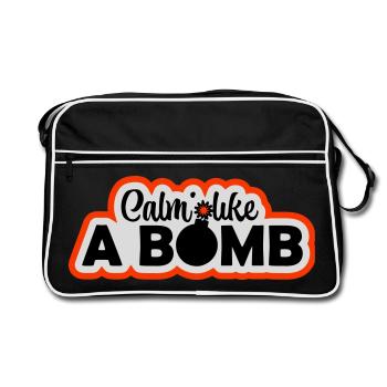 Calm Like Bomb Paradox Irony Humor Explosive Joke - Retro Bag - black/white - Front