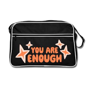 You Are Enough Self Love Motivational Quote - Retro Bag - black/white - Front