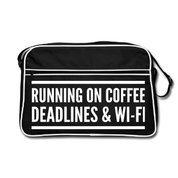 Powered by coffee, delays, and Wi-Fi - Retro Bag - black/white - Front