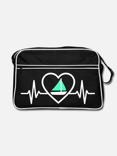 Cœur Voile – Passion Bateau - Retro Tasche - Schwarz/Weiß - Vorne
