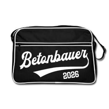 Maître apprenti pour l’examen d’apprentissage des travailleurs du béton 2026 - Sac Retro - noir/blanc - Devant