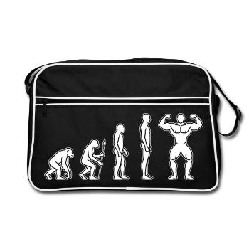 Evolution Fitness – Stärke statt Stillstand - Retro Tasche - Schwarz/Weiß - Vorne