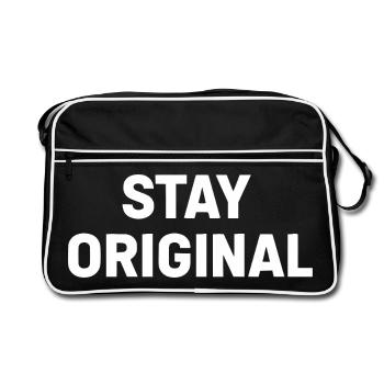 Restez les lettres originales – Impression contrastante - Sac Retro - noir/blanc - Devant