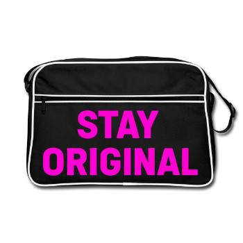 Stay Original Neon Pink Typo - Retro Bag - black/white - Front