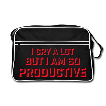Je pleure beaucoup mais je suis tellement productif, émotions drôles - Sac Retro - noir/blanc - Devant