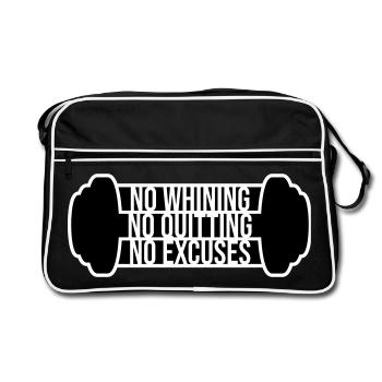 No Whining No Quitting No Excuses Gym Motivation - Retro Bag - black/white - Front