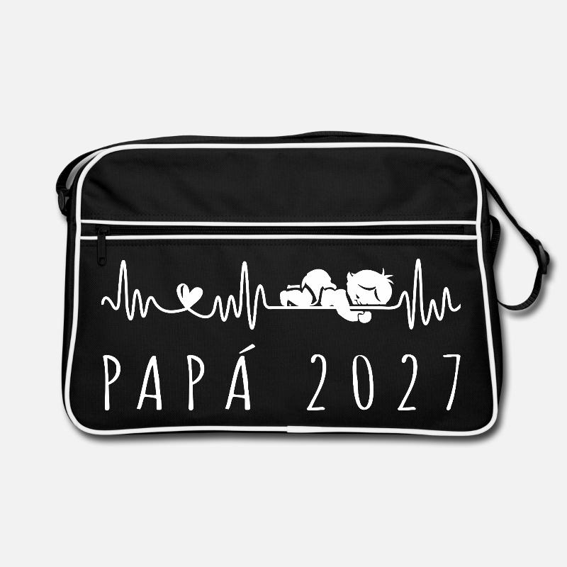 Futuro Papá 2027 Latido del Corazón Embarazo Retro Tasche