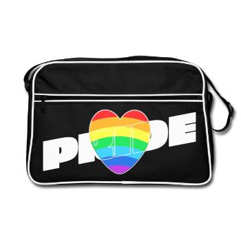 Pride Heart - Rainbow Design - Retro Bag - black/white - Front