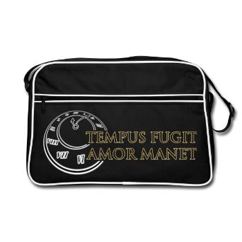 Tempus Fugit Amor Manet Temps Passe Amour Reste - Sac Retro - noir/blanc - Devant