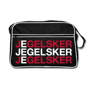 I LOVE DENMARK Dänemark Flagge - Retro Tasche - Schwarz/Weiß - Vorne