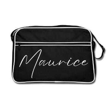 Maurice Name T-Shirt Geschenk Für Männer - Retro Tasche - Schwarz/Weiß - Vorne