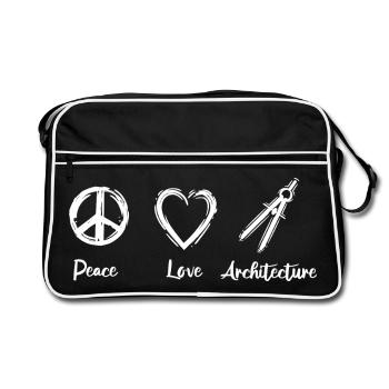 Ich liebe Architektur - Retro Tasche - Schwarz/Weiß - Vorne
