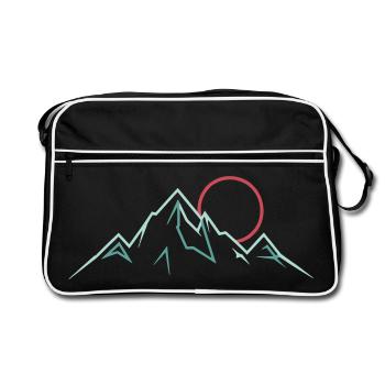 Minimalist Mountain Range with Rising Sun - Retro Bag - black/white - Front