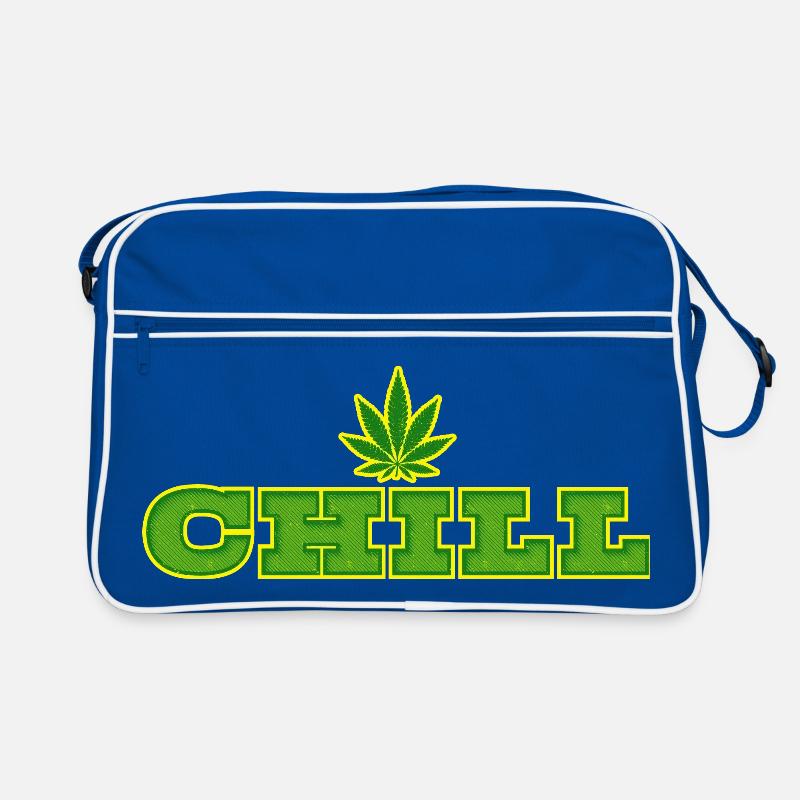 Cannabis Leaf and Chill Typography Design Retro Bag