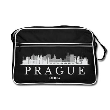 Prague Skyline, Prague Czech Republic - Retro Bag - black/white - Front
