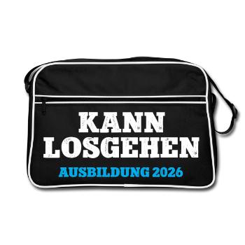 Kann Losgehen Ausbildung 2026 Ausbildungsstart 26 - Retro Tasche - Schwarz/Weiß - Vorne