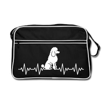 ECG du caniche Battement de cœur - Sac Retro - noir/blanc - Devant