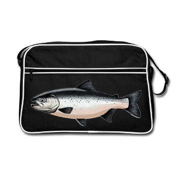 Lachse Lachs - Retro Tasche - Schwarz/Weiß - Vorne