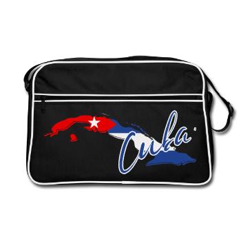 Carte avec le drapeau de Cuba, j’adore Cuba - Sac Retro - noir/blanc - Devant